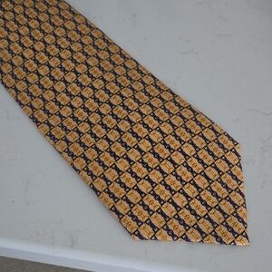 Bijoux Terner Gold and Navy Patterned Tie Vintage